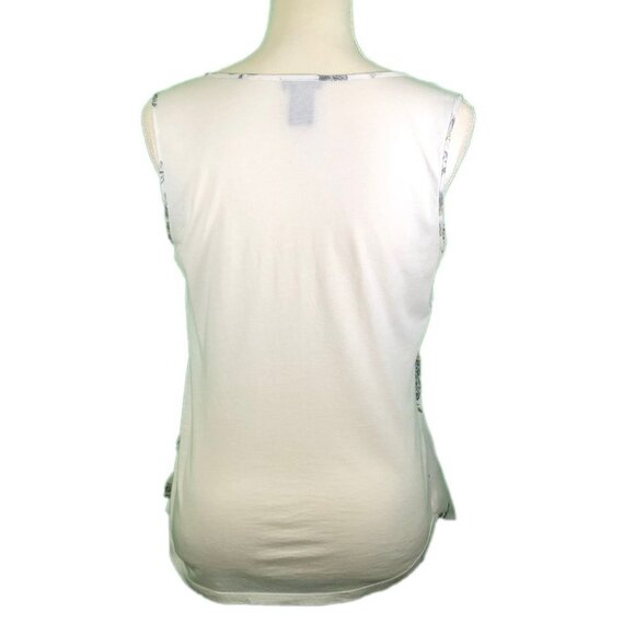 ANN TAYLOR Factory (S) White and Gray Floral Blouse - Picture 4 of 6